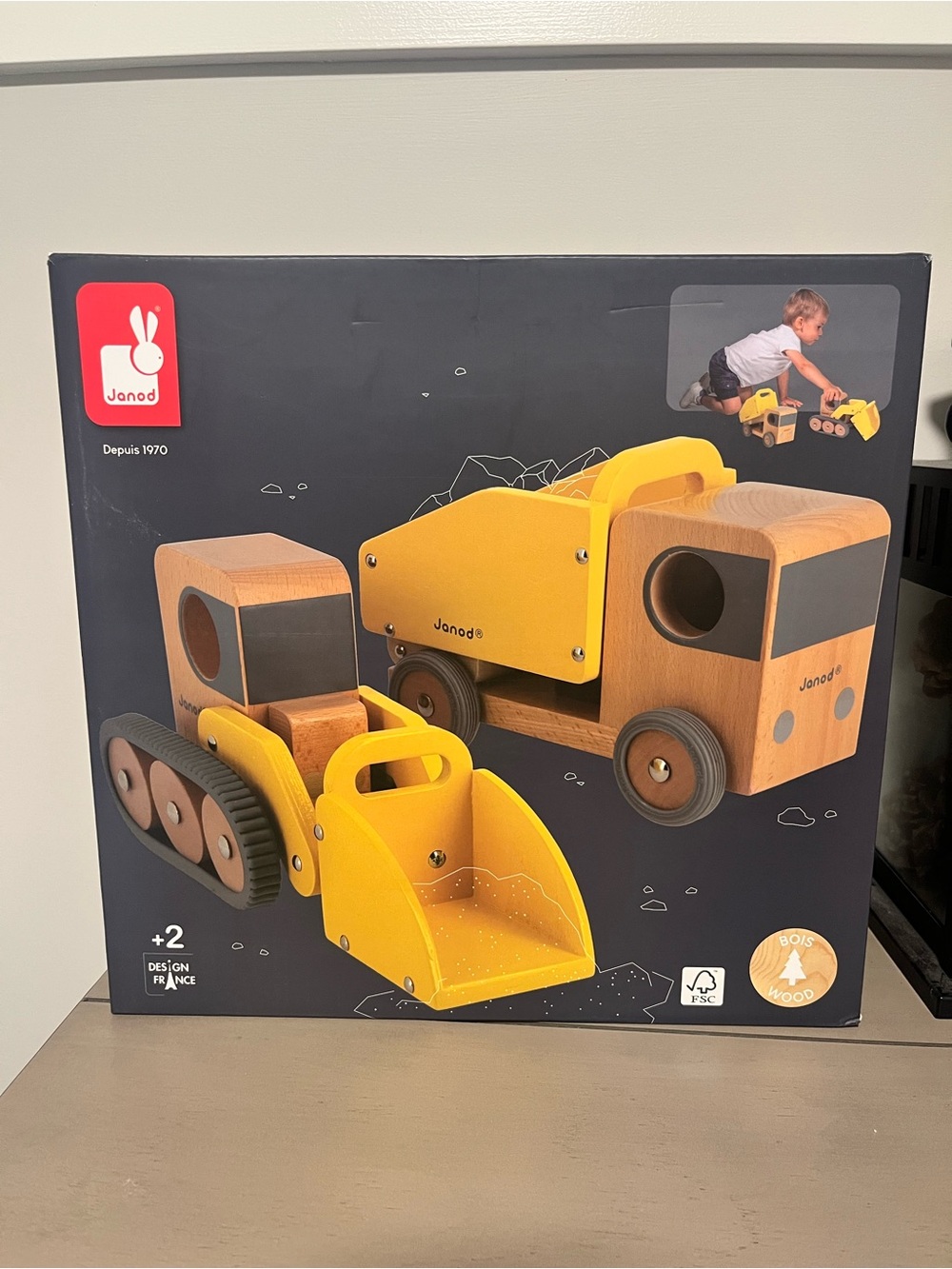 Janod Yellow Wooden Construction Vehicle Play Set